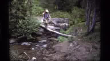 Sapphire Lake Montana USA (1977): Person Walking On Log And Hiking In The