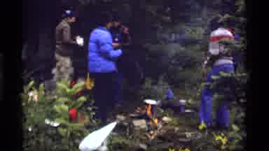 Sapphire Lake Montana USA (1977): Campers With Camping Equipment Prepare Food On