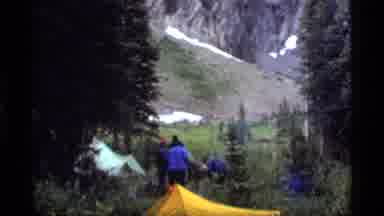 Sapphire Lake Montana USA (1977): People Setting Up Camp While Others Walk To Go