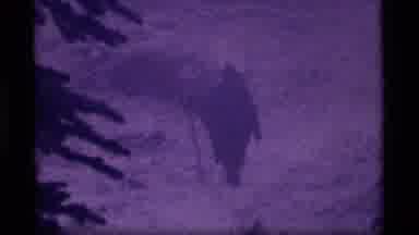 Sapphire Lake Montana USA (1977): Man Walking To Camp Site In Cold Weather In The