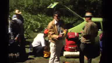 Lake Tahoe California USA (1978): Hikers Packing Unpacking From Cars Gathering