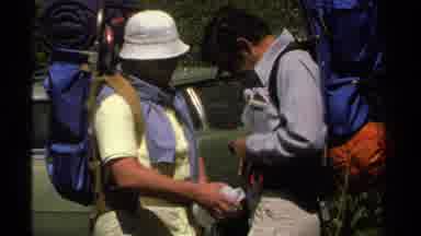 Lake Tahoe California USA (1978): Group Of Men And Teenagers Gearing Up With