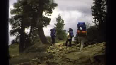 Lake Tahoe California USA (1978): A Group Of Hikers Walking On Rocky Mountaintops
