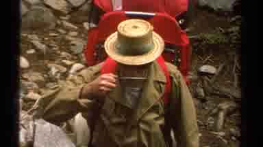 Lake Tahoe California USA (1978): Man Camping And Hiking In Mountain Forest