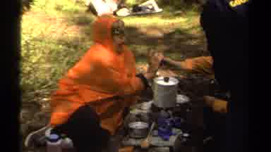 Lake Tahoe California USA (1978): Happy Campers Cook Around The Campfire And Enjoy