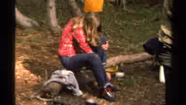 Lake Tahoe California USA (1978): Hikers Stopped And Resting And Cooking Food On A