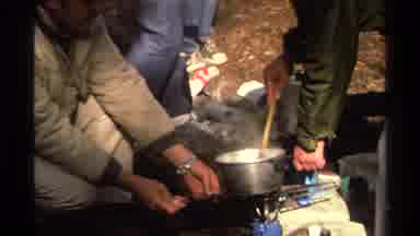 Lake Tahoe California USA (1978): Cooking Outside With Minimal Tools Fire And