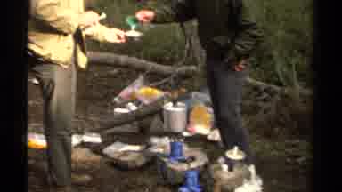 Lake Tahoe California USA (1978): Campers With Small Propane Stoves Sharing Water
