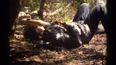 Lake Tahoe California USA (1978): Man Sleeping In Shady Spot In Woods Then Woman