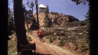 Lake Tahoe California USA (1978): A Person Is Ascending Towards A Building At The