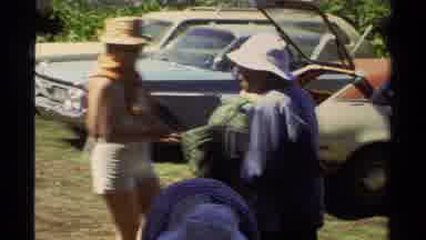 Lake Tahoe California USA (1978): Family Getting Ready To Go On A Hike A Man