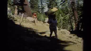Lake Tahoe California USA (1978): Two People Going For A Trail Walk In The Forest