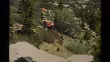 Lake Tahoe California USA (1978): People Traveling Down A Hill Down Towards The