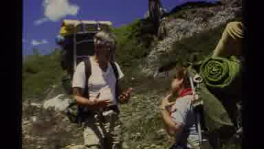 Lake Tahoe California USA (1978): Hikers Having A Chat On A Hillside