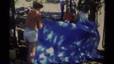 Lake Tahoe California USA (1978): Skilled Campers Are Busy Working Together To Put
