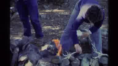 Lake Tahoe California USA (1978): Group Meeting Around A Beautiful Bonfire To Tell