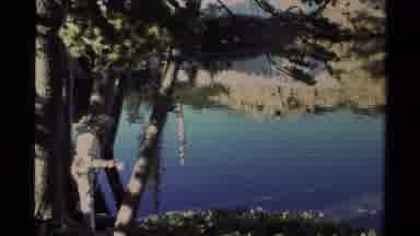 Lake Tahoe California USA (1978): Group Of Women Camping Near A Lake Making A Fire