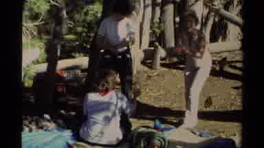 Lake Tahoe California USA (1978): A Group Of Campers Taking Care Of Their Basic