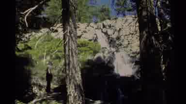 Lake Tahoe California USA (1978): A Woman Close To A Beautiful Waterfall With