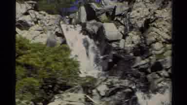 Lake Tahoe California USA (1978): Waterfall Running Over Rocks With A Person