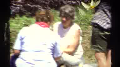 Lake Tahoe California USA (1978): Blooming Yellow Daffodils And People Picnicking