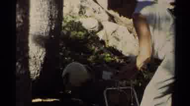 Lake Tahoe California USA (1978): Explorers In Act Of Searching For Their Way Back