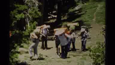 Lake Tahoe California USA (1978): People With Backpacks On Hiking In The