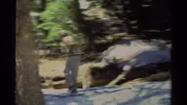 Lake Tahoe California USA (1978): People Walking On The Snow Inside The Forest