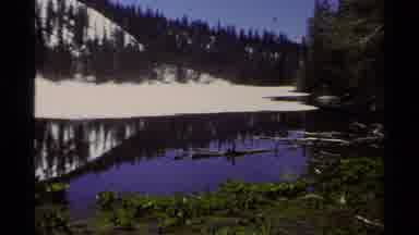 Lake Tahoe California USA (1978): Panning Shot Of A Hill Covered In Snow With