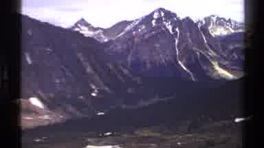 British Columbia Canada (1979): Mountains And Cliffs With Some Snow Above A Valley