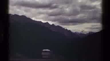 British Columbia Canada (1979): Cobalt Sky Against Slate Gray Mountain Peaks And A