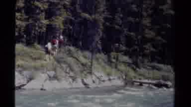 British Columbia Canada (1979): People Hiking Around A Wild Water River In The