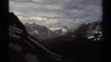 British Columbia Canada (1979): Zooming Into A Beautiful Snowy Mountain Peak With