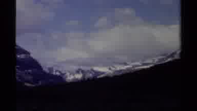 British Columbia Canada (1979): Mountain View Snowy Tops Cloudy Blue Skies Open