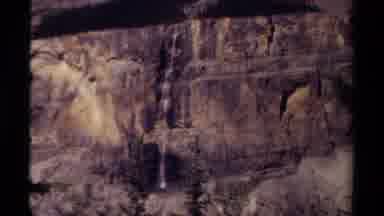 British Columbia Canada (1979): Waterfall Flowing Down Side Of Mountain Snow