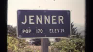 Mendocino California USA (1980): Sign For Town Of Jenner Which Has A Population Of