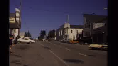 Mendocino California USA (1980): Small Town With A Lot Of Cars In The Open Street