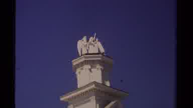 Mendocino California USA (1980): A White Marble Statue At The Top Of The Building