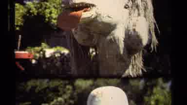 Mendocino California USA (1980): Art Exhibit Has Birthday Party With Llama Pinata