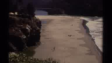 Mendocino California USA (1980): Man Walking On A Beach Alone While The Ocean