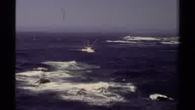 Mendocino California USA (1980): Fishing Boat At Sea In Moderate Waters