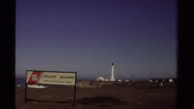 Mendocino California USA (1980): Coastal Guard Sign By Lighthouse Overlooking The