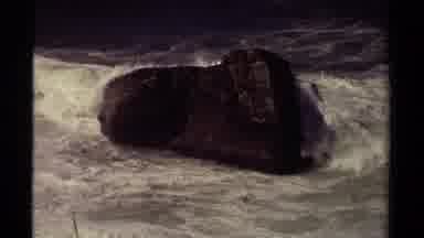 Mendocino California USA (1980): Big Rock That Sits In The Ocean Gets Slammed By