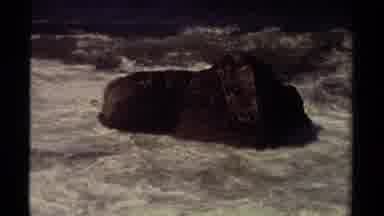 Mendocino California USA (1980): Whitewash Waves Approaching A Rock Close To The