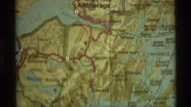 Alaska USA (1977): Plan View Of Map With A Red Outlined Route Printed On It And