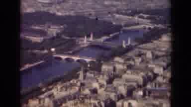 Paris France (1939): River Park Bridge Arch Trees City Buildings Blue Populated