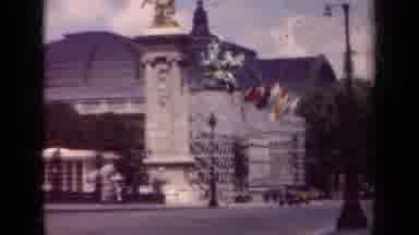 Paris France (1939): Cars Street Building Flags Statue