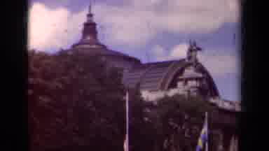 Paris France (1939): Tourists Government Flags Sidewalk Work Scenery Tree Daytime