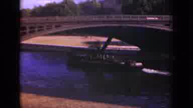 Paris France (1939): Boat River Car Bridge Water Wall Sailing Driving Trees Sky