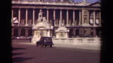 Paris France (1939): Car Moves Slowly To The Left In Front Of Old European